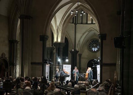 Sense of vastness … the Brodskys and Barton under the arches of Temple church