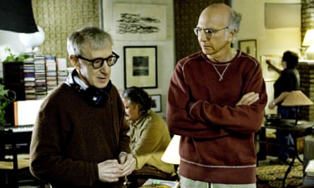 Woody Allen and Larry David on the set of the film Whatever Works (2009).