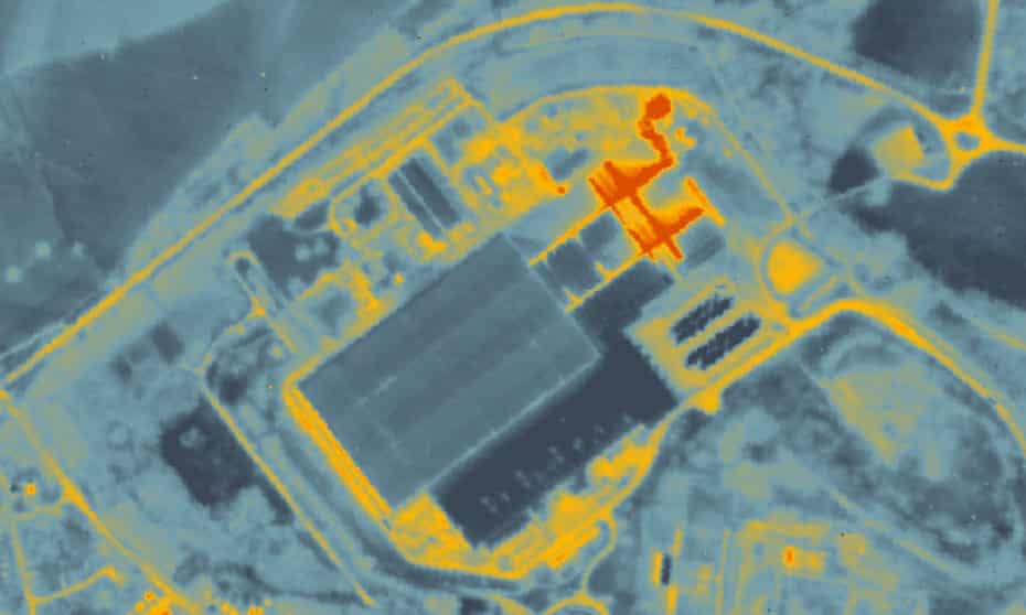Encirc Glass factory, Chester, as seen from a Satellite Vu thermal imaging satellite.