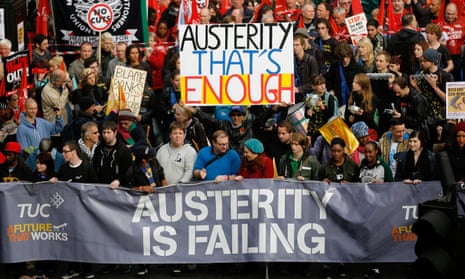 Demonstrators take part in a protest against the government's austerity measures last month.