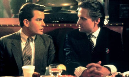Charlie Sheen and Michael Douglas in Wall Street (1987).