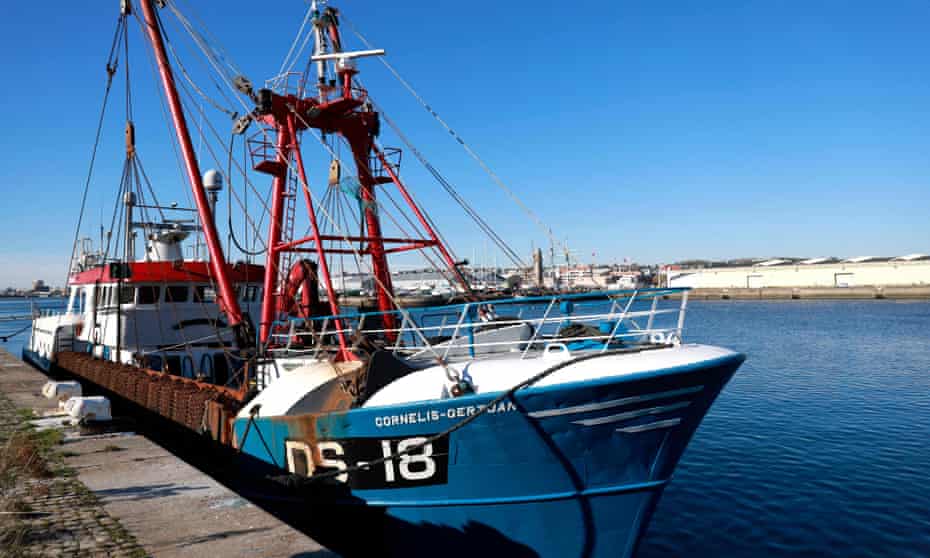 The British trawler Cornelis Gert Jan in port in Le Havre after being detained by French authorities on Thursday