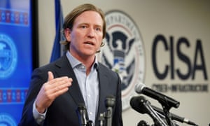 Christopher Krebs speaks at Cisa’s election day operation center in Arlington, Virginia.