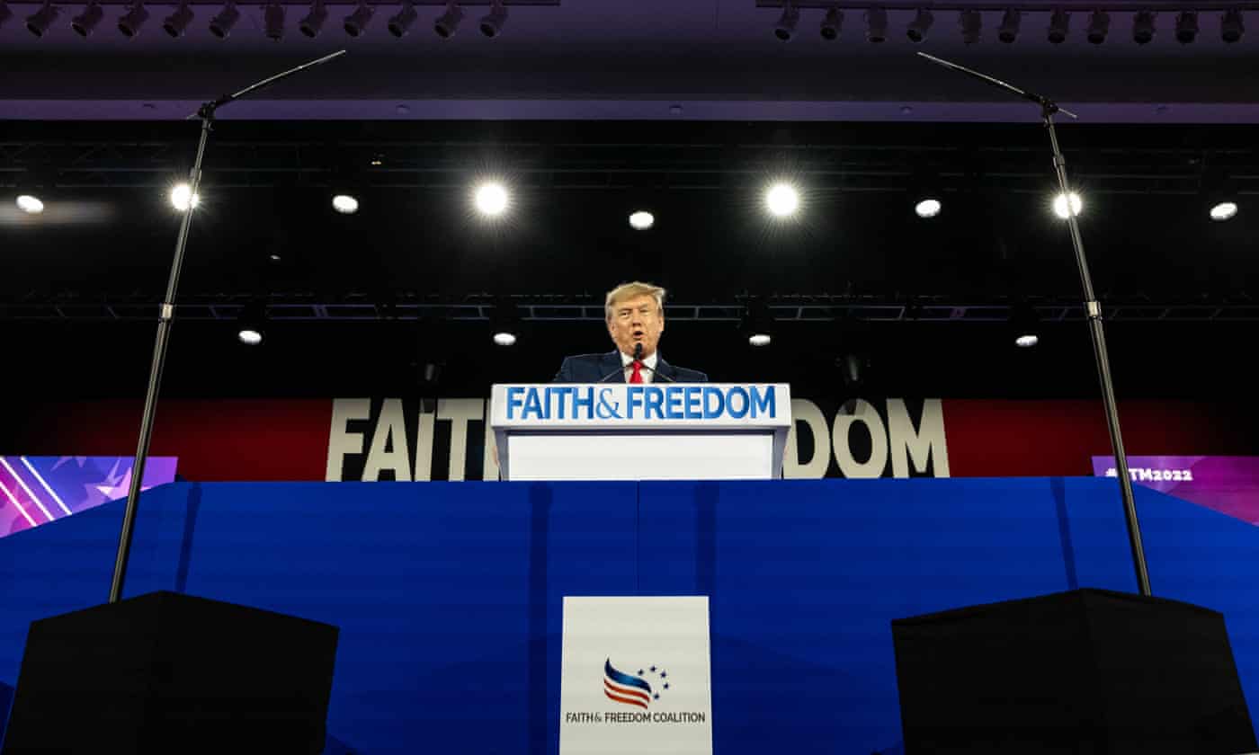 <div class=__reading__mode__extracted__imagecaption>Donald Trump speaks at the Faith and Freedom Coalition’s ‘Road to Majority’ conference in Nashville, Tennessee, on 17 June. Photograph: Seth Herald/Getty Images<br>Donald Trump speaks at the Faith and Freedom Coalition’s ‘Road to Majority’ conference in Nashville, Tennessee, on 17 June. Photograph: Seth Herald/Getty Images</div>