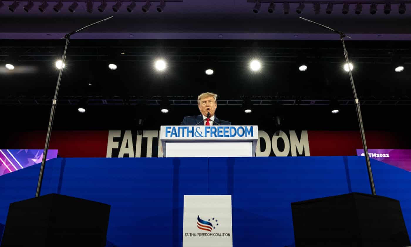 <div class=__reading__mode__extracted__imagecaption>Donald Trump speaks at the Faith and Freedom Coalition’s ‘Road to Majority’ conference in Nashville, Tennessee, on 17 June.  Photograph: Seth Herald/Getty Images<br>Donald Trump speaks at the Faith and Freedom Coalition’s ‘Road to Majority’ conference in Nashville, Tennessee, on 17 June.  Photograph: Seth Herald/Getty Images</div>