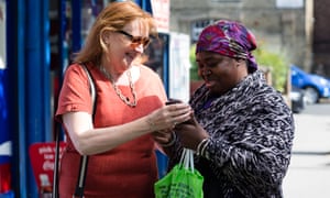 Emma Dent Coad, Kensington’s new Labour MP, with Mary, one of her constituents.