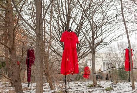 The REDress Project, an outdoor art installation by Métis artist Jaime Black at Smithsonian’s National Museum of the American Indian in Washington DC. 