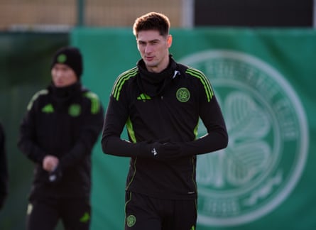 Tomas Cvancara, one of Celtic’s two loan signings this month, in training for the match against Utrecht.