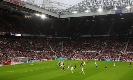 A packed Old Trafford watches England defeat Austria in the first game of Euro 2022