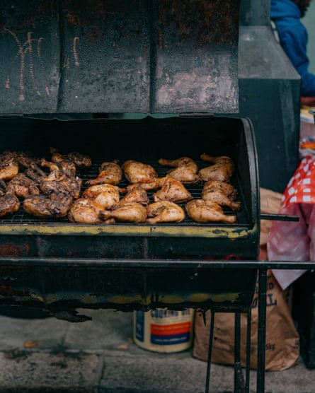 Tasty jerk chicken on the grill