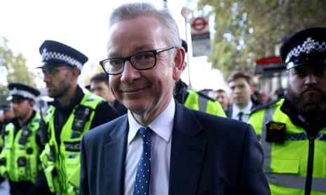 Michael Gove was given a police escort after leaving the House of Commons on Saturday