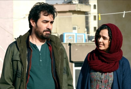 Shahab Hosseini and Taraneh Alidoosti arrive to look around their new apartment.