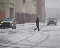 a person walking through snow