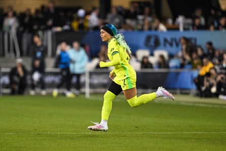 Washington Spirit forward Trinity Rodman (2) enters the game during the second half of a NWSL women’s championship soccer match, Saturday, Nov. 22, 2025, in San Jose, Calif.