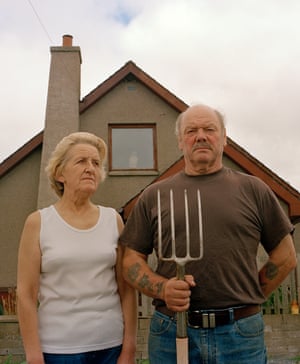 Mike and Sheila Forbes, Mill of Menie, 2010. Sheila: ‘Menie is unique. I’ve seen the Northern Lights from my doorstep. I’ve seen them every so often out the back where we keep the hens, geese and horse. Where will we get another home in a location like this? Nowhere round here is as amazing.’ Mike: ‘Trump said my house was a pigsty when they tried for compulsory purchase orders. Well, it’s my pigsty. I said it’s my home and they won’t put me out of it. There’s been no positives. He’s ruined the dunes, he’s ruined everything. He maybe thinks he could make things bonnier, but there’s nothing bonnier than nature’