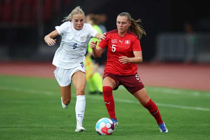 Switzerland v England: women’s international friendly – live! | Women's football 3 Alex Greenwood challenges Noelle Maritz of Switzerland.