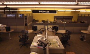 A section of the Rocky Mountain News newsroom sits empty in Denver, Colorado. Colorado’s oldest newspaper closed in 2009.