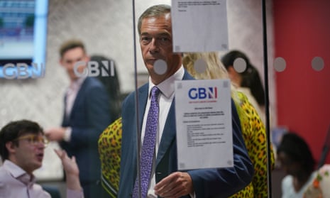 Nigel Farage in the green room, during the launch event for GB News