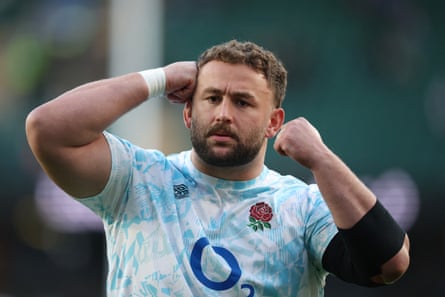 Will Stuart warms up for the Calcutta Cup.