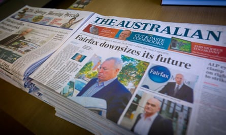 News Corp’s long-standing rivalry with Fairfax is splashed on the Australia’s front page in June 2012.