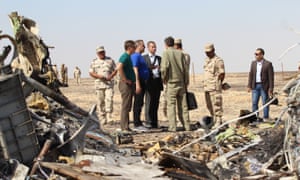 Russia’s emergencies minister Vladimir Puchkov visits the crash site of the Airbus A321 in Egypt.