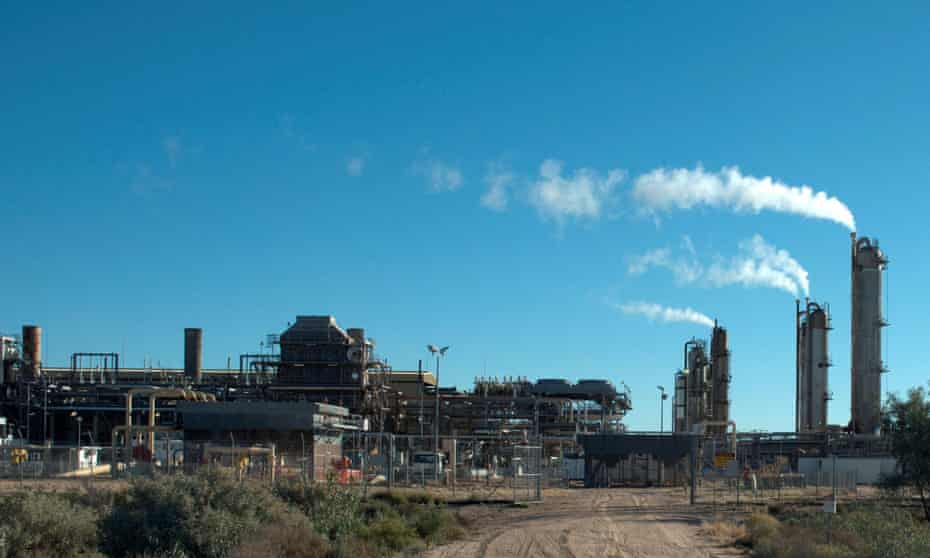 Santos-operated Moomba gas plant is seen outside Moomba South Australia