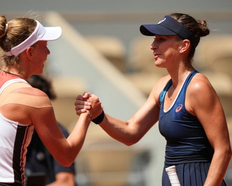 Bencic is congratulated by Kraus.