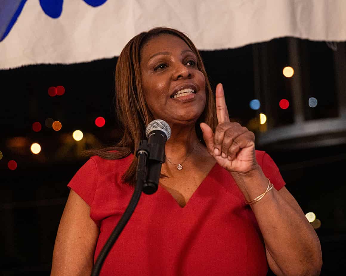 Letitia James speaks at an election night watch party in New York in June 2025