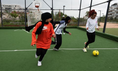 Les Hijabeuses training at Montreuil football pitch, in the suburbs of Paris.