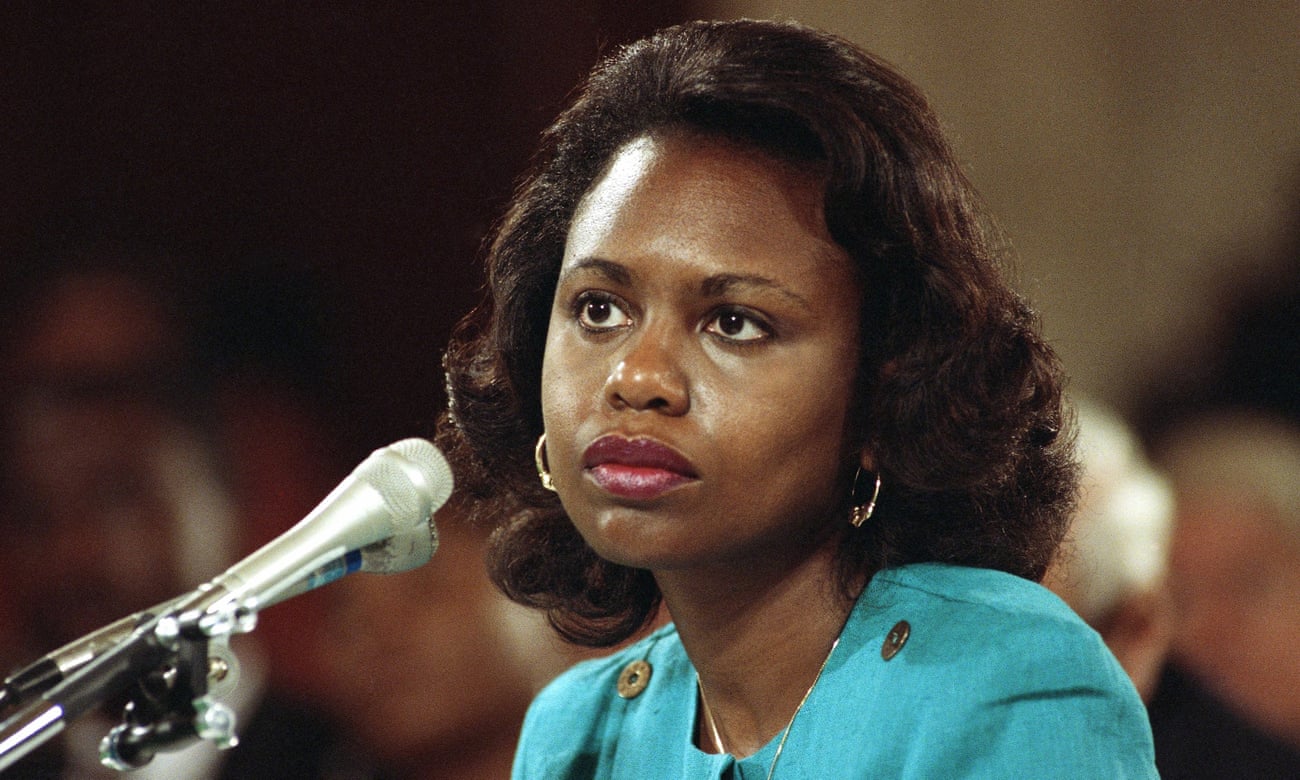 Anita Hill testifies to the Senate judiciary committee in October 1991. The spectacle of 14 white men questioning a black woman proved a stark symbol of the lack of female representation in US politics.