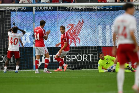 Joshua Abe reacts after failing to score at Yankee Stadium.