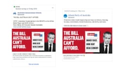 Comparison of a Facebook ad running on the Liberal party page and the Australian Conservative’s Victorian division page