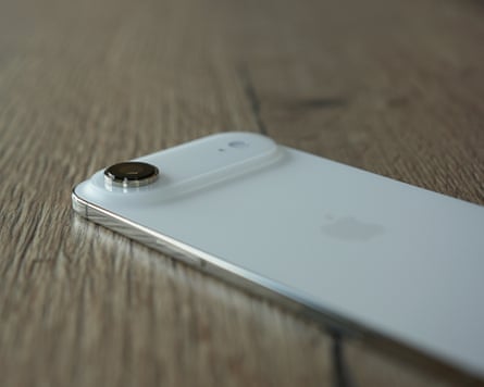 The back of the iPhone Air showing the glass lump at the top containing the camera lens.