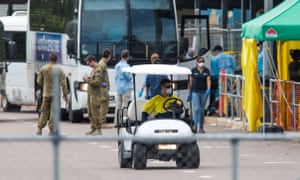 Cruise ship coronavirus evacuees arrive in Darwin.