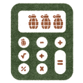 Calculator displaying grenades instead of numbers