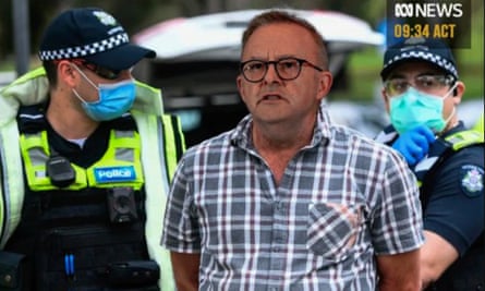 Albanese is depicted being arrested by police in another of the scam ads on a Facebook page before it was taken down