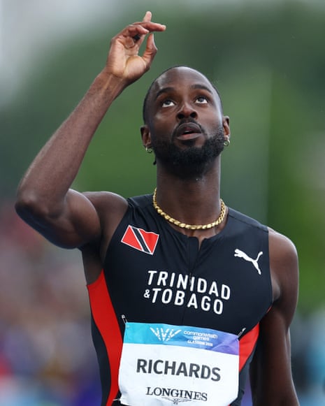 Ο Jereem Richards του Τρινιντάντ και Τομπάγκο γιορτάζει.