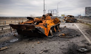 Abandoned and burned Russian tank in Hostomel, Kyiv region.