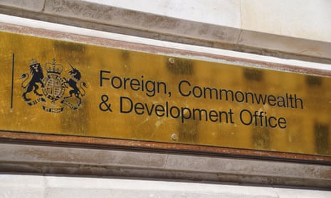 Sign reading: "Foreign, Commonwealth & Development Office"