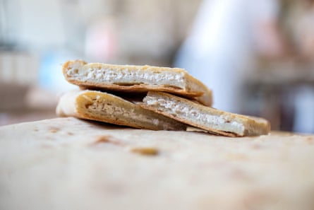 A salty, stuffed shortbread cake.