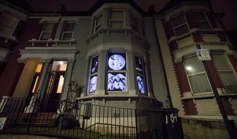 A house in north London with decorated windows as part of South Harringay school’s ADVENTure trail.