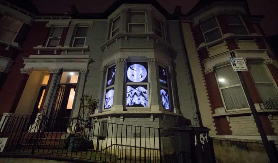 A house in north London with decorated windows as part of South Harringay school’s ADVENTure trail.