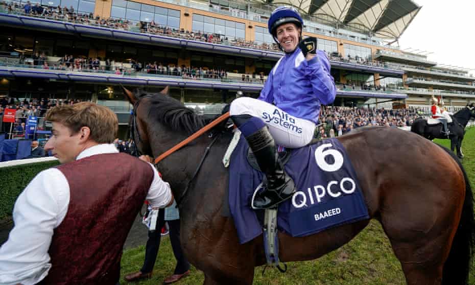Jim Crowley celebrates winning the Queen Elizabeth II Stakes on Baaeed at Ascot.