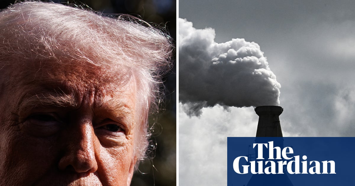 Trump and EPA chief Lee Zeldin stroll past a sign bragging about “largest deregulation in US history,” helpfully documenting Exhibit A for future climate lawsuits.