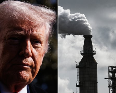 Composition of Trump head and smoking chimney