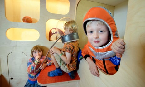 Rowan Bailey-Davies, five, in the sleeping quarters of the Martian house in Bristol
