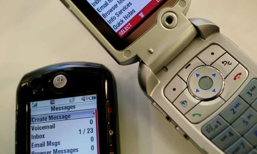 3G mobile phones on sale in a central London Vodafone store in 2004.