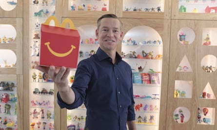 McDonald’s CEO Chris Kempczinski with a Happy Meal at McDonald’s headquarters in Chicago.
