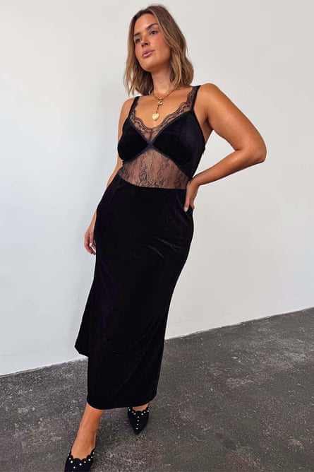 Black velvet lace insert dress at Never Fully Dressed.