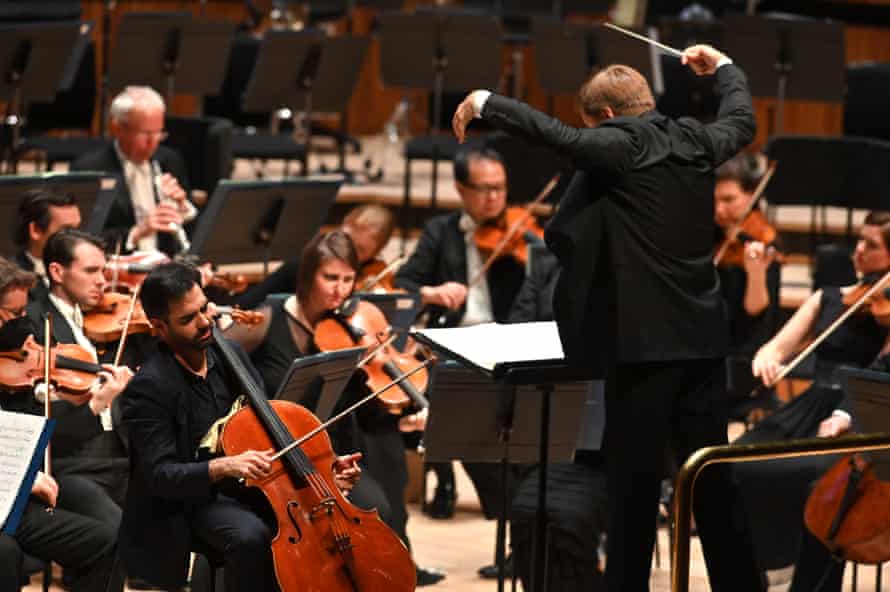 Vasily Petrenko conducts the Royal Philharmonic Orchestra in Shostakovich’s Cello Concerto No 1, with cellist Pablo Ferrández, left.